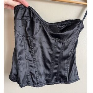 Black Satin Bustier Corset Top (size XS)